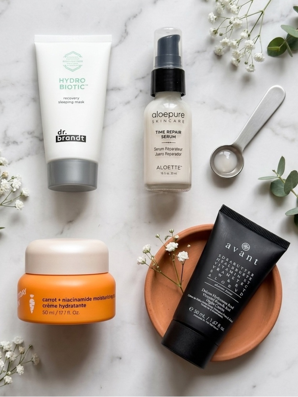 Skincare Essentials- dr. brandt, aloepure, Saturday Skin, avant